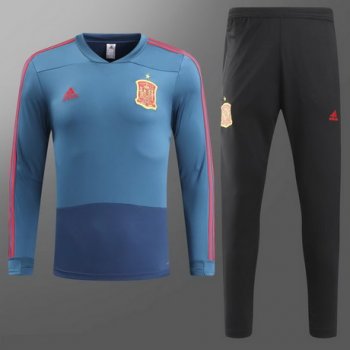 maglia Spagna formazione manica lunga blu 2018