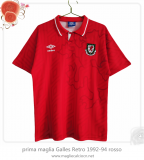 prima maglia Galles Retro 1992-94 rosso
