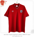 seconda maglia Inghilterra Retro 1984-87 rosso