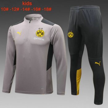 maglia Borussia Dortmund formazione manica lunga bambino grigio 2024