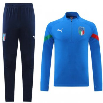 maglia Italia formazione manica lunga blu 2023