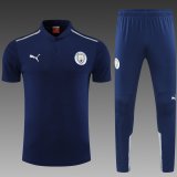 maglia Manchester City Polo Blu scuro Bianco Strisce 2023
