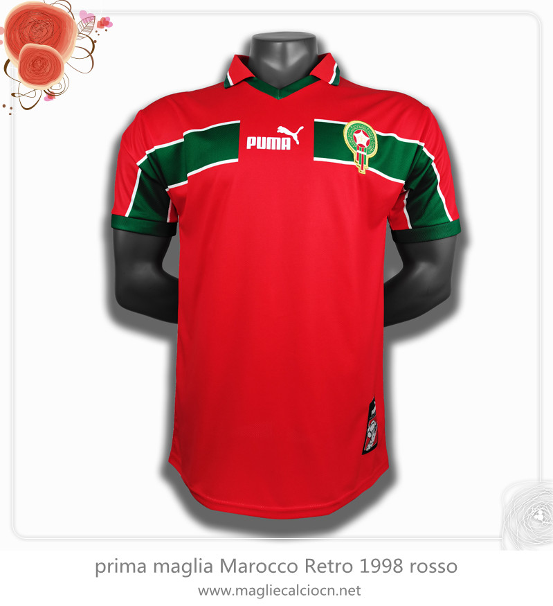 Nuova prima maglia Marocco Retro 1998 rosso